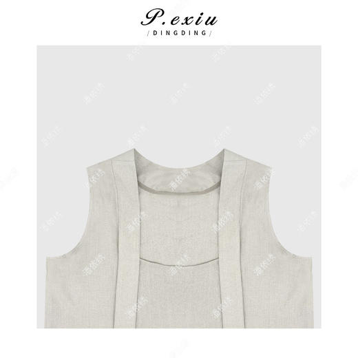 04-1潘依绣丁丁宠粉【风情】天丝亚麻法式肌理感系带背心衬衫 Q3295 商品图2