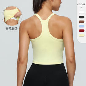 跃牌【欲动春风】系列 瑜伽健身背心女带胸垫紧身工字运动背心防震瑜伽上衣22330