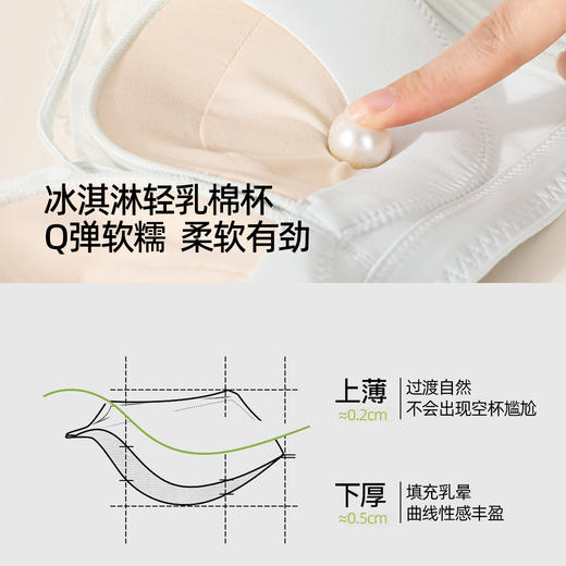 熳洁儿 轻乳棉小胸聚拢显大文胸性感交叉美胸法式蕾丝内衣冰淇淋色系26261512 商品图3