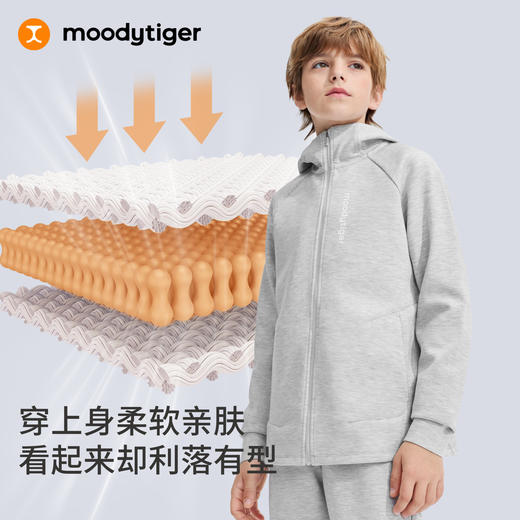 moodytiger儿童奶皮外套男女童舒适柔软户外运动上衣51510401 商品图5