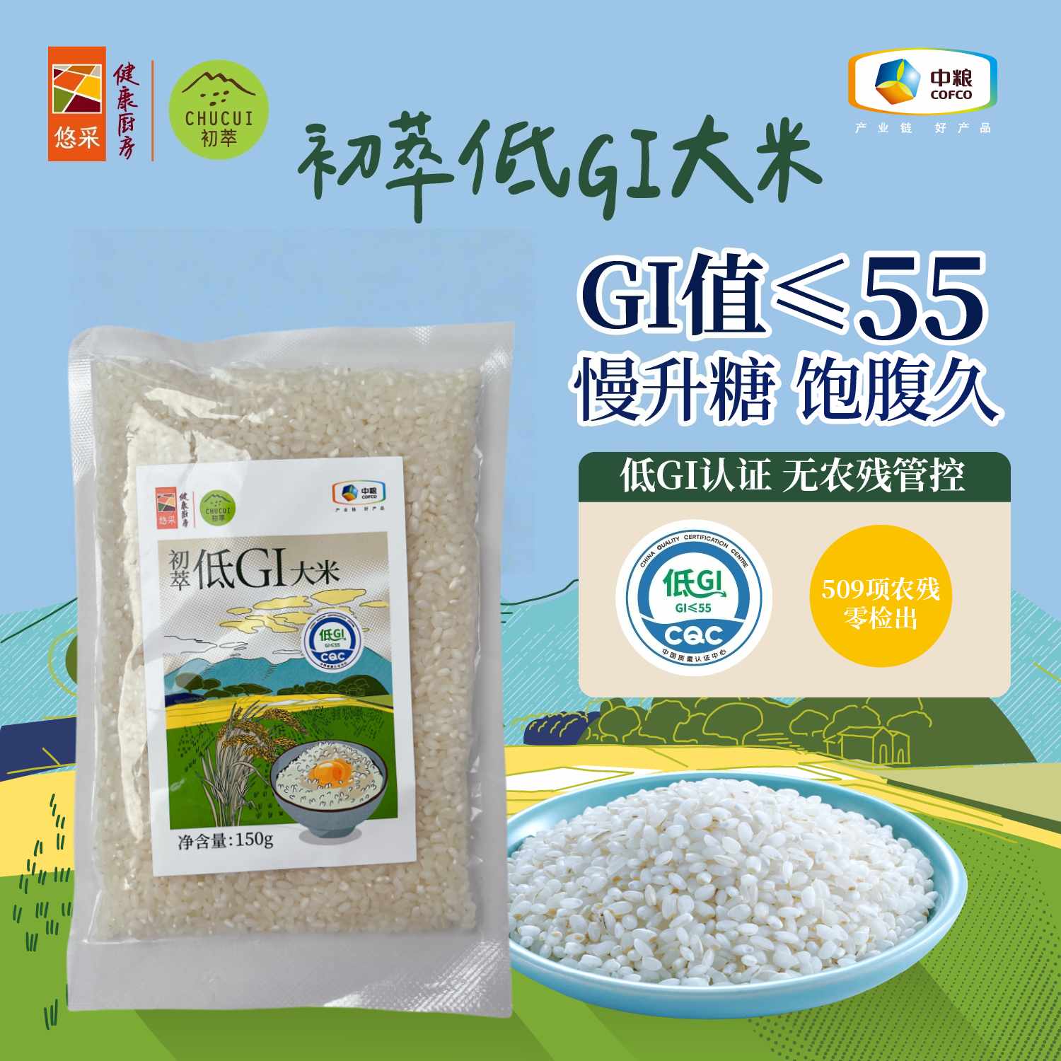 中粮悠采低GI大米(品鉴装）150g（2袋起发，介意勿拍）