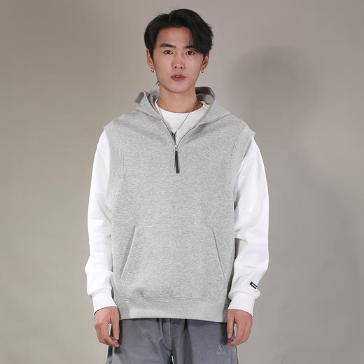 DRONKOO 2026 连帽半拉链马甲拼T恤假两件中厚卫衣 商品图3