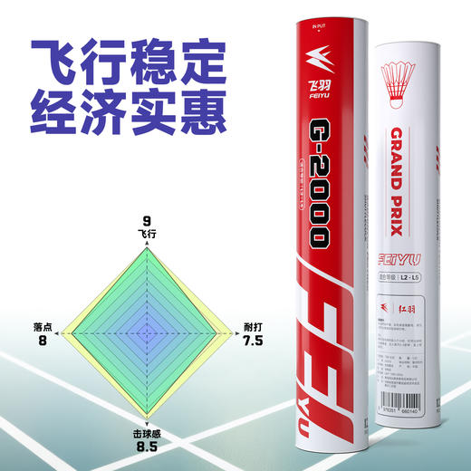 飞羽 羽毛球 比赛级 优质鹅毛 红羽-G2000 商品图1