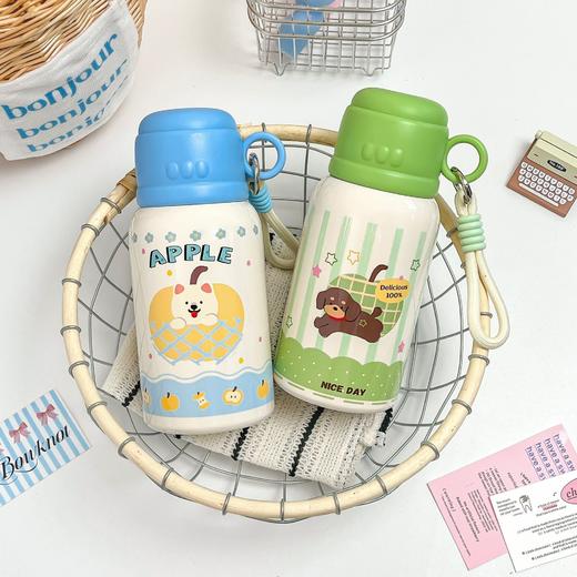 【便携双饮杯】双饮提绳保温杯 内盖双饮316不锈钢真空学生上学便携外带吸管杯。jc 商品图4