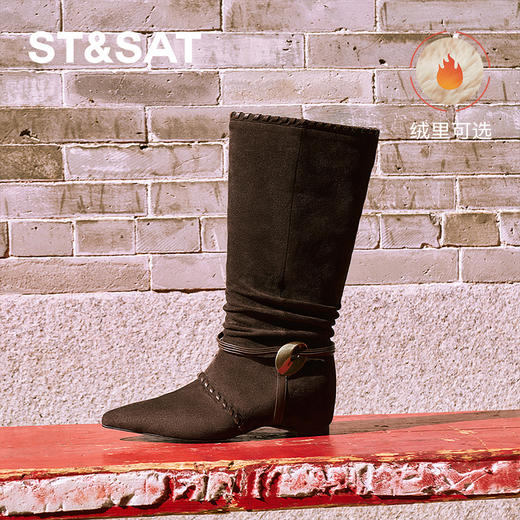 【绒里可选】星期六复古西部编织带堆堆靴SSD4117YG1/SSD4119YHG 商品图0