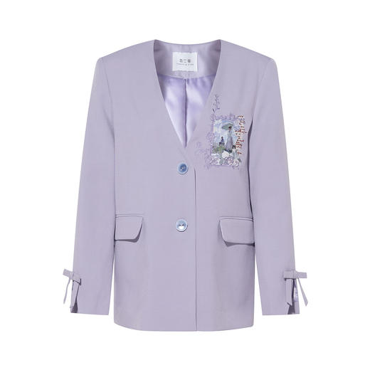 两三事 晚风来信 2026春季新款小清新印花刺绣西装外套女宽松 商品图4