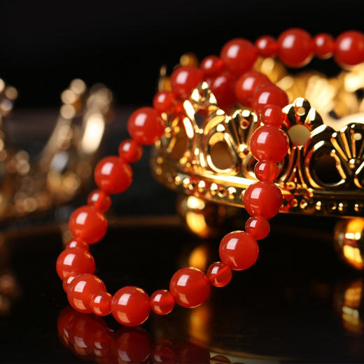 【祈愿吉品】「幸运女神」红玛瑙双圈大小珠手链 商品图1