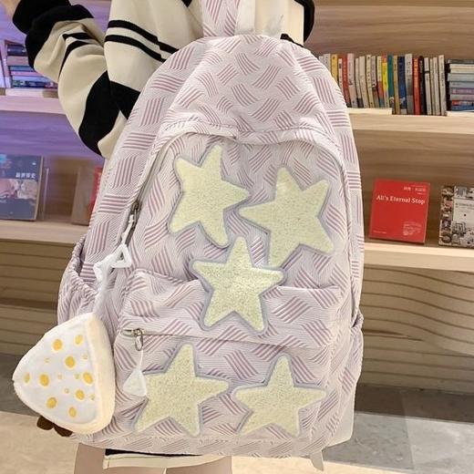【小众颜值❗️拒绝撞款】高颜值ins小众星星书包初中生女生高中大学生双肩包2025新款背包。jc 商品图1