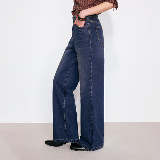 NUTH重工复古水洗蓝直筒牛仔裤女 商品图3