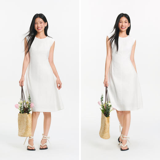 森马连衣裙女夏季圆领纯色无袖小黑裙气质简约时尚通勤百搭背心裙 商品图4