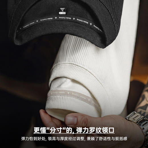 马登工装美式3D坑条长袖T恤白色打底外穿薄款针织无帽卫衣男款春 商品图2