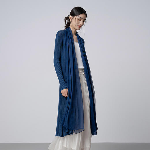 【林栖设计小店】【植物染色】轻逸自在|手工植物蓝拼桑蚕丝飞片2026春新款毛织外套1961212B 商品图8