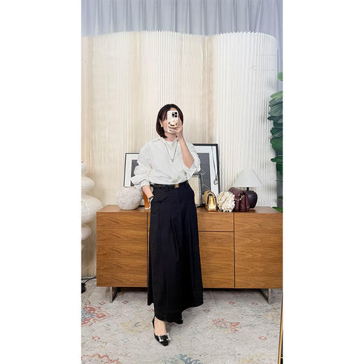 审美定力 2026早春 极简chic nerd风 高智感H型黑色简约长半裙 意大利订单款 显瘦梨型福音 商品图0