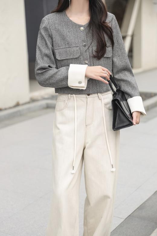 LNNNS 灰色高级感小香风撞色修身短款外套 22073 商品图5