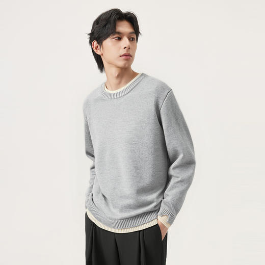 gxg.jeans男装 假两件休闲时尚打底圆领毛衣针织衫 25年冬热卖 商品图1