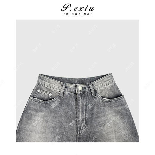 04-3潘依绣丁丁宠粉土耳其软牛仔重工洗水直筒牛仔裤Q6542 商品图2