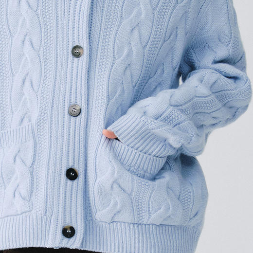 东黎 • 复苏的呼吸 山羊绒女士翻领绞花开衫 6142 商品图6