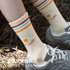 靴下物袜子女中筒袜纯棉撞色小腿袜复古简约毛圈底运动长筒袜子 商品缩略图2