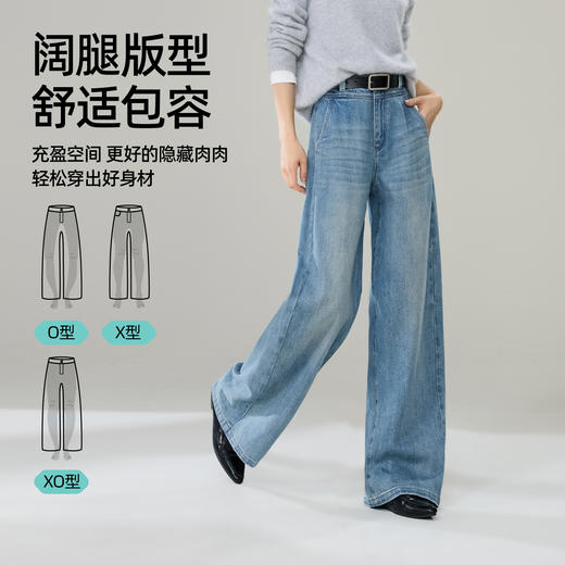 【春新品！飞机线-阔腿裤】逸阳春季新品宽松显瘦百搭高棉值牛仔阔腿裤8337 商品图2