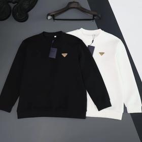 F012226新款春季胸前字母logo两色圆领卫衣男女同款