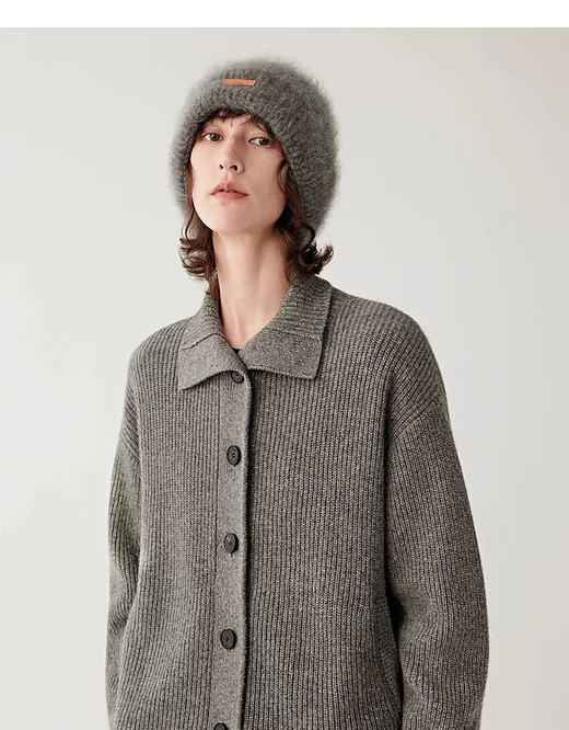 122-1 排他性独家圆正 小禾 专用牦牛绒 两用翻领针织开衫 商品图7