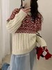 F012212新款麻花纹拼色提花基础圆领毛衣女款 商品缩略图10