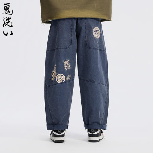 ONIARAI/鬼洗26春季棒系列招财猫水洗宽松廓形弯腿长裤男 26N4402 商品图0