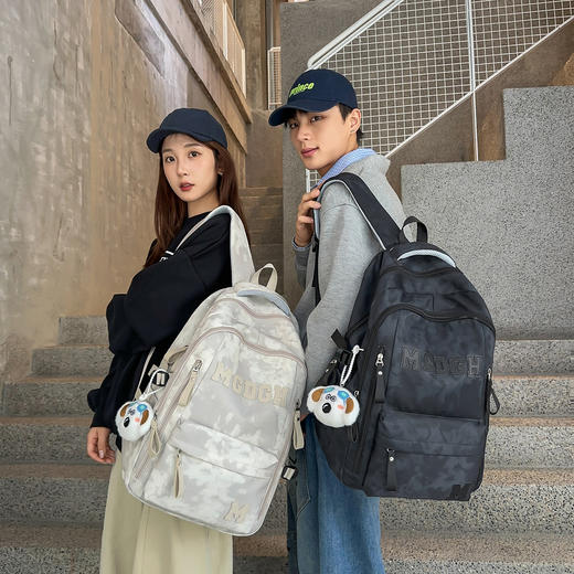 春节不打烊【畅享潮流❗️全能百搭】新款书包女韩版ins工装潮酷情侣背包大容量初高中学生百搭双肩包。jc 商品图3