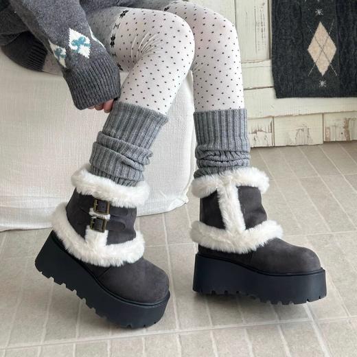 【多种穿法】厚底加绒雪地靴 加厚毛绒 锁温保暖 厚底增高显瘦 任意搭配 商品图3