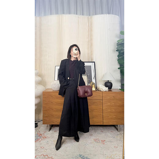 审美定力 2026早春 极简chic nerd风 高智感H型黑色简约长半裙 意大利订单款 显瘦梨型福音 商品图4