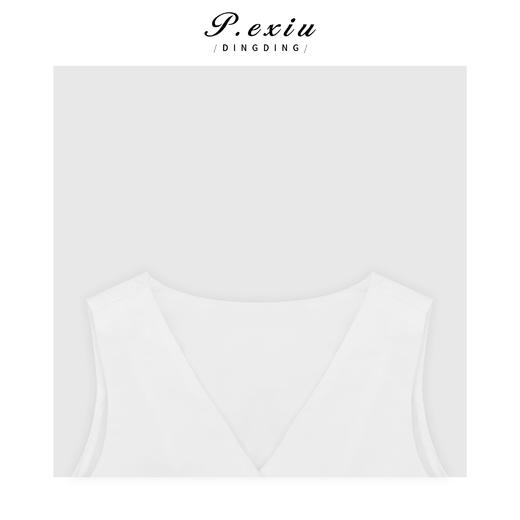 04-1潘依绣丁丁宠粉不规则拼接腰带V领无袖衬衫Q8843 商品图2