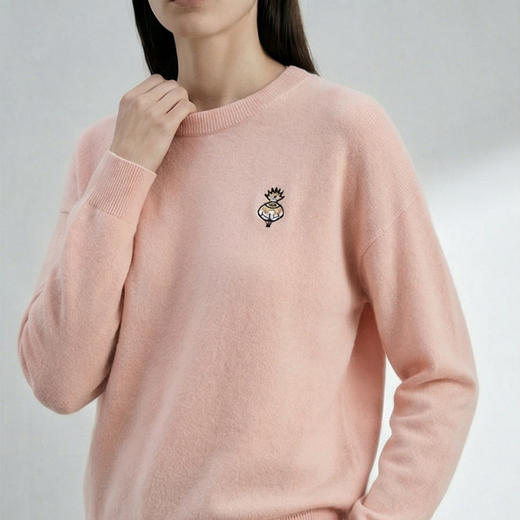 KINGDEER/KD秋冬新款女式圆领刺绣长袖羊绒衫L805554全部红色款鹿王 红色 商品图14