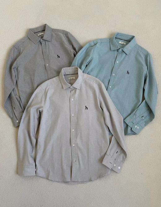 F012218男士内搭衬衣纯色长袖棉质牛津纺衬衫 商品图0