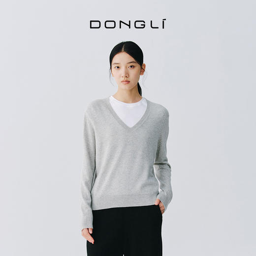 东黎 • 复苏的呼吸 小山羊绒女士V领套衫 6003 商品图1