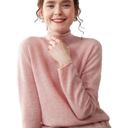 「自」全新升级【铂金会员330/天猫439/差价109】(12706)洛诗琳一线成衣卷边半高领羊绒衫2025冬季百搭宽松针织打底毛衣 商品图4