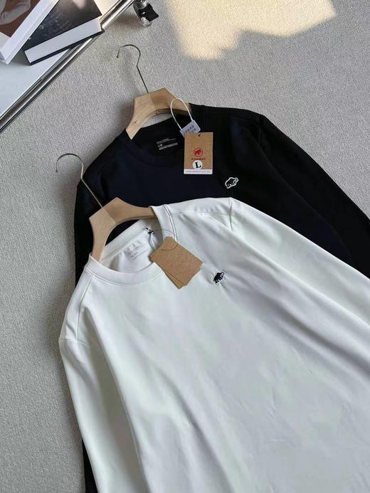 F012235压胶刺绣打底衫加绒长袖圆领体恤打底衫 商品图2