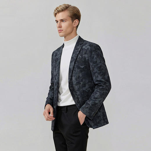 布兰施男士商务休闲单西通勤西装迷彩外套西服开衫 商品图3