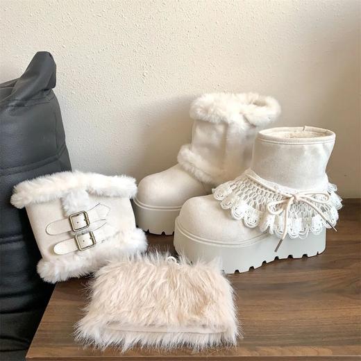 【多种穿法】厚底加绒雪地靴 加厚毛绒 锁温保暖 厚底增高显瘦 任意搭配 商品图5