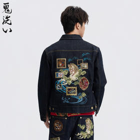 ONIARAI/鬼洗26春季新品泥棒蓝马画框艺术精绣牛仔夹克男 N340247