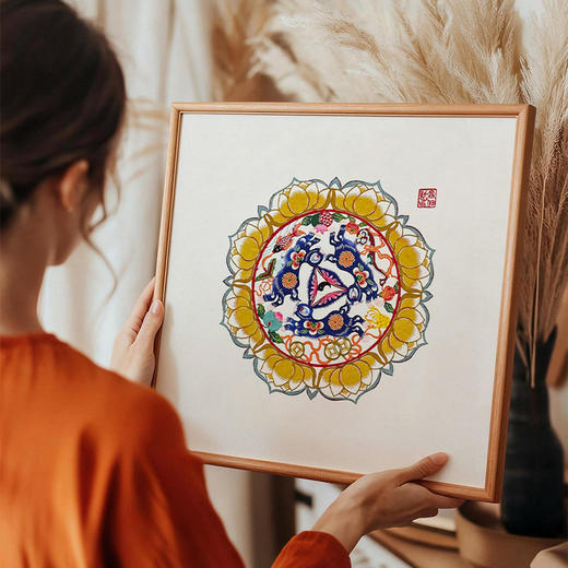 伽罗 JALO 年画-蔚县剪纸《莲环瑞境》 商品图1