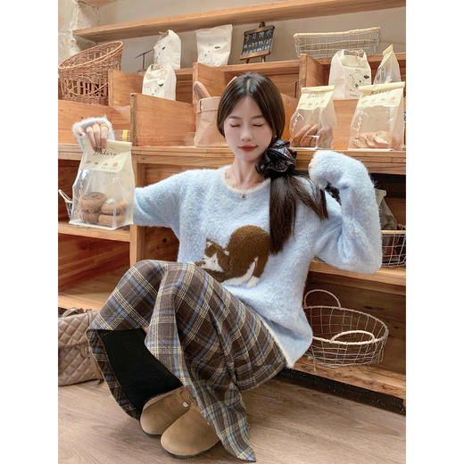 <曾小咸推荐>现货秒杀 ！微信超特价！绣花猫咪长袖针织衫 日常179.99 立减90 秒杀89.99！！ 商品图3