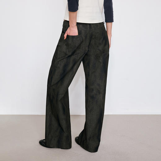 NUTH棕黑色斑驳做旧复古直筒工装裤女 商品图4