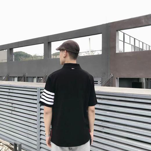 F012223春夏四条纹下摆小开叉纯棉短袖POLO衫男女同款 商品图3