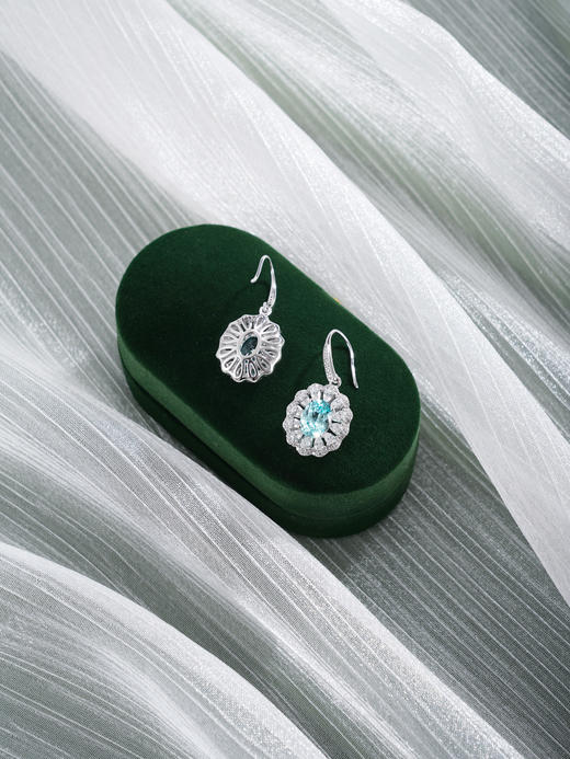 子佩集【瑰丽长馨】银S925耳环【PYE3043-XF】培育宝石帕拉伊巴蓝碧玺2601 商品图5