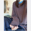 【亲肤面料❗️经典条纹】圆领撞色条纹针织长袖t恤女秋季宽松外穿百搭慵懒风显瘦打底上衣。jc 商品缩略图2