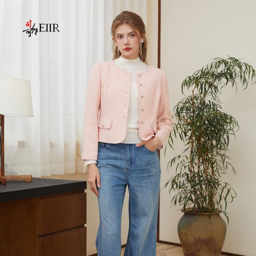 司歌小香风珠片闪闪外套收腰单排扣圆领长袖秋冬女B921086X 商品图0