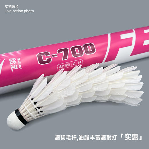 飞羽 羽毛球 训练级 优质鸭毛 粉羽-C700 商品图5