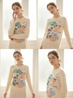 King Deer/鹿王秋冬新款女式长袖羊绒衫L805765轻运动/花朵/休闲款鹿王