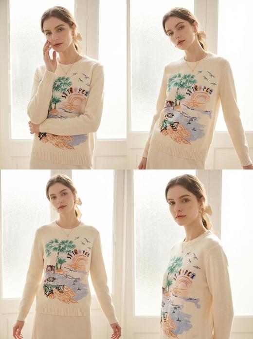 King Deer/鹿王秋冬新款女式长袖羊绒衫L805765轻运动/花朵/休闲款鹿王 商品图0