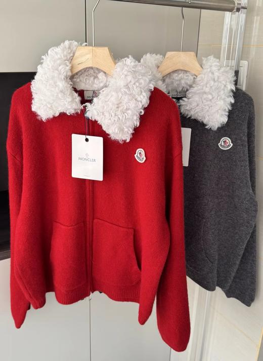 F012210新年红毛绒领针织开衫宽松落肩版型女款 商品图10